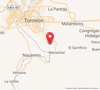 Map of Nuevo Mieleras, Coahuila