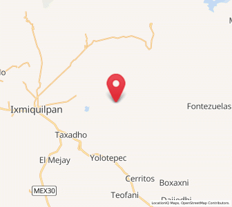 Map of Pozuelos, Hidalgo