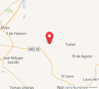 Map of Primero de Mayo, Durango