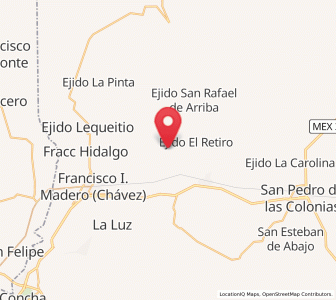 Map of Primero de Mayo, Coahuila