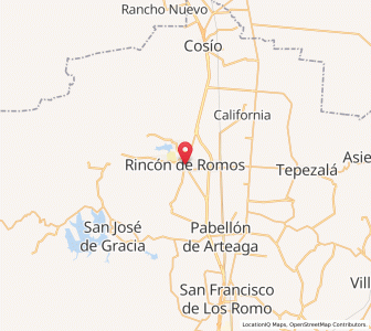 Map of Rincón de Romos, Aguascalientes