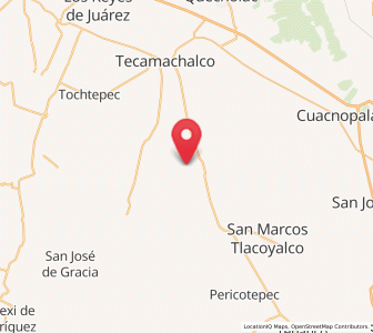 Map of San Gabriel Tetzoyocán, Puebla