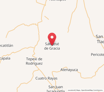Map of San José de Gracia, Puebla