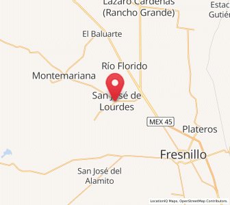 Map of San Jose de Lourdes, Zacatecas