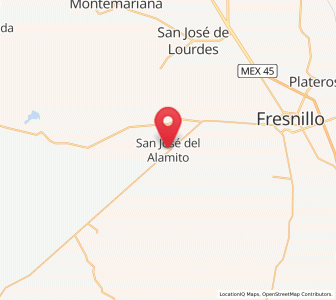 Map of San José del Alamito, Zacatecas