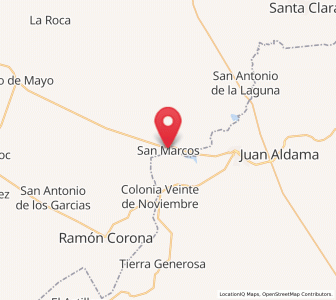 Map of San Marcos, Durango