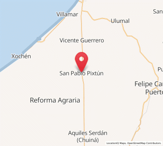 Map of San Pablo Pixtún, Campeche