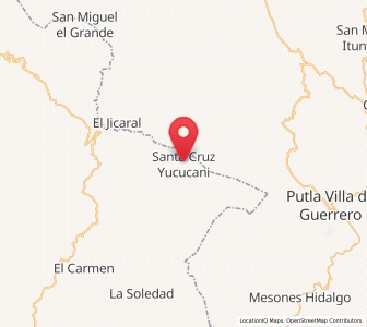 Map of Santa Cruz Yucucani, Guerrero