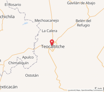Map of Teocaltiche, Jalisco