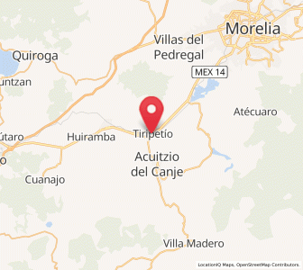 Map of Tirípetio, Michoacán