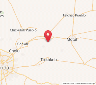 Map of Tixkuncheil, Yucatán