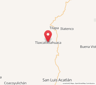 Map of Tlaxcalixtlahuaca, Guerrero