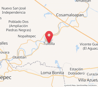 Map of Tuxtilla, Veracruz