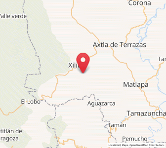 Map of Uxtuapan, San Luis Potosí
