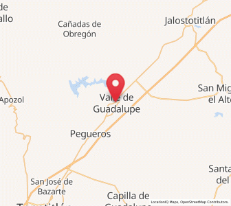 Map of Valle de Guadalupe, Jalisco