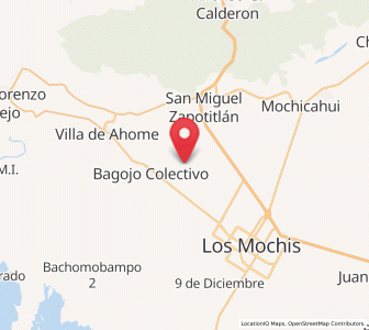 Map of Vallejo (Porvenir Vallejo), Sinaloa