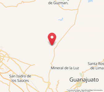 Map of Vaquerías, Guanajuato