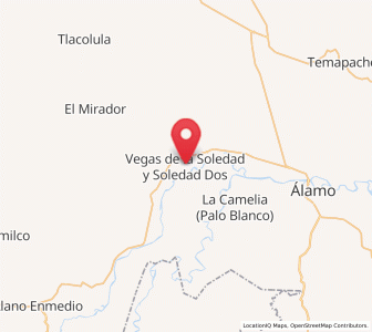 Map of Vegas de la Soledad y Soledad Dos, Veracruz