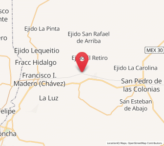 Map of Veinte de Noviembre (Santa Lucía), Coahuila