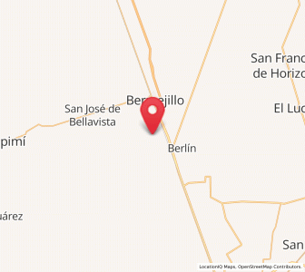 Map of Veintidós de Febrero, Durango