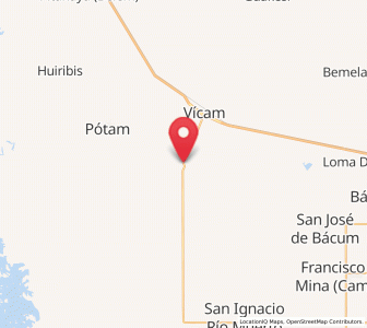 Map of Vícam Pueblo, Sonora