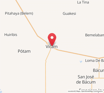 Map of Vicam, Sonora