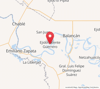 Map of Vicente Guerrero, Tabasco
