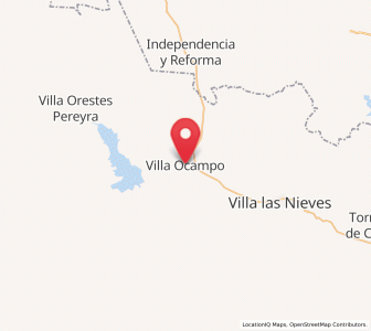 Map of Villa Ocampo, Durango