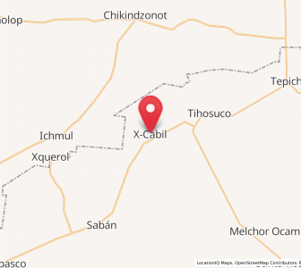 Map of X Cabil, Quintana Roo