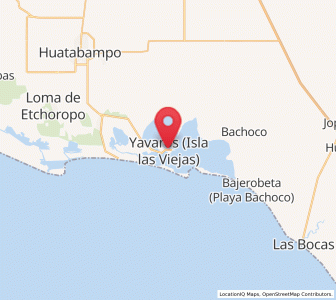Map of Yavaros, Sonora
