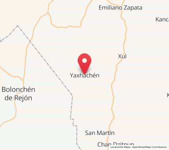 Map of Yaxhachen, Yucatán