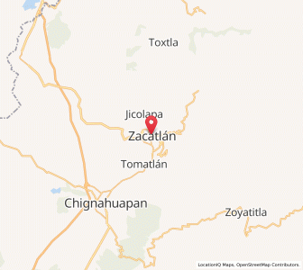 Map of Zacatlán, Puebla