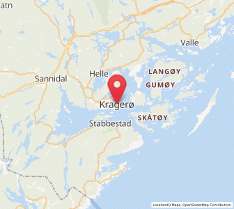 Map of Kragerø, Vestfold og Telemark