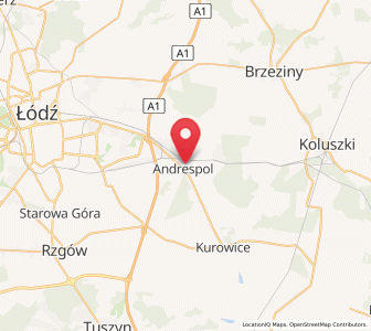 Map of Andrespol, Łódź Voivodeship