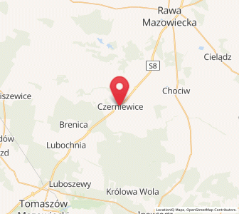 Map of Czerniewice, Łódź Voivodeship