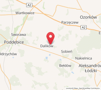 Map of Dalików, Łódź Voivodeship