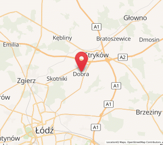 Map of Dobra, Łódź Voivodeship
