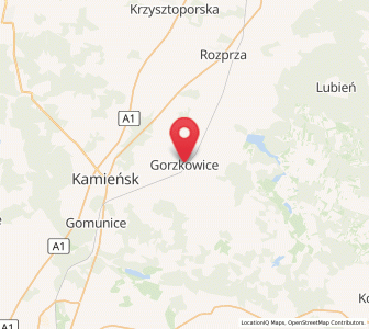 Map of Gorzkowice, Łódź Voivodeship