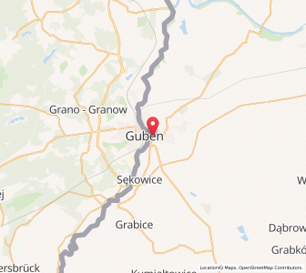 Map of Guben, Lubusz