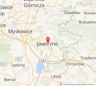 Map of Jaworzno, Silesia