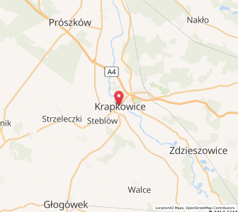 Map of Krapkowice, Opole Voivodeship