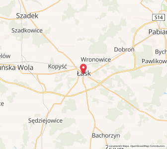 Map of Lask, Łódź Voivodeship