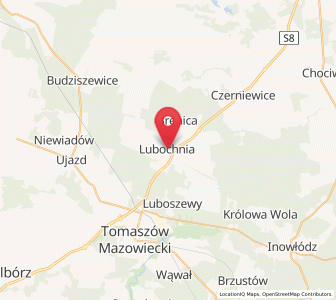 Map of Lubochnia, Łódź Voivodeship