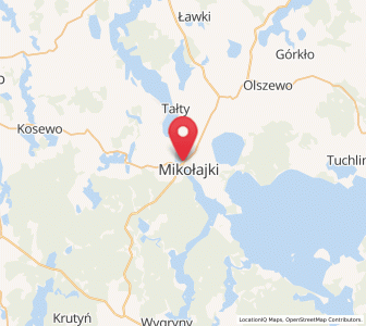 Map of Mikolajki, Warmia-Masuria