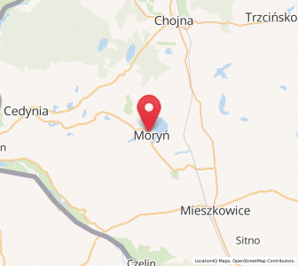 Map of Moryń, West Pomerania