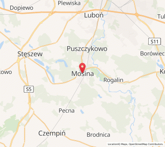 Map of Mosina, Greater Poland
