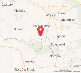 Map of Ożarów, Łódź Voivodeship