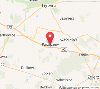 Map of Parzęczew, Łódź Voivodeship