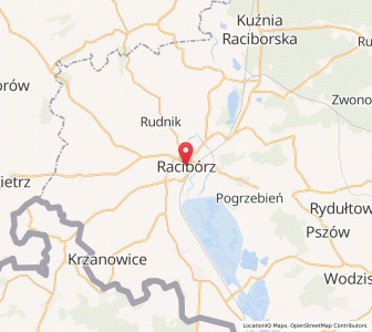 Map of Ratibor, Silesia