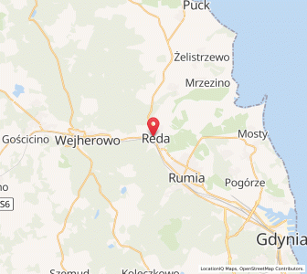 Map of Reda, Pomerania